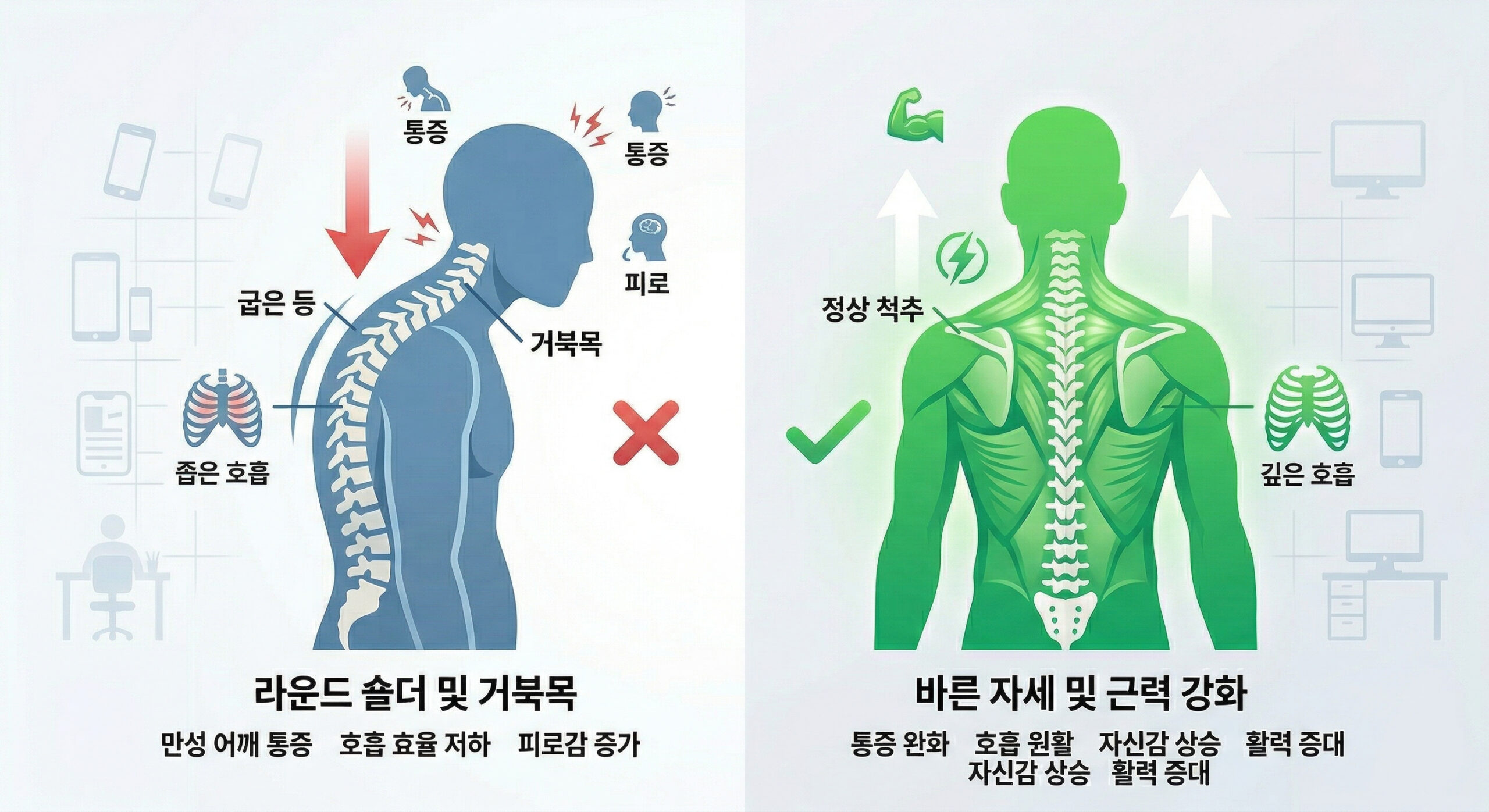 라운드 숄더 탈출! 굽은 어깨 펴주는 필수 등 운동